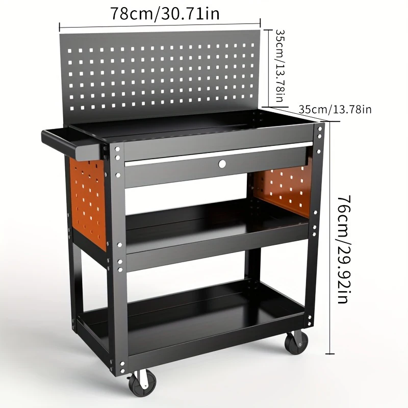 Carrello portautensili a 3 strati con ruote Carrello portautensili meccanico Carrello portaoggetti industriale Strumento per magazzino garage di grande capacità 