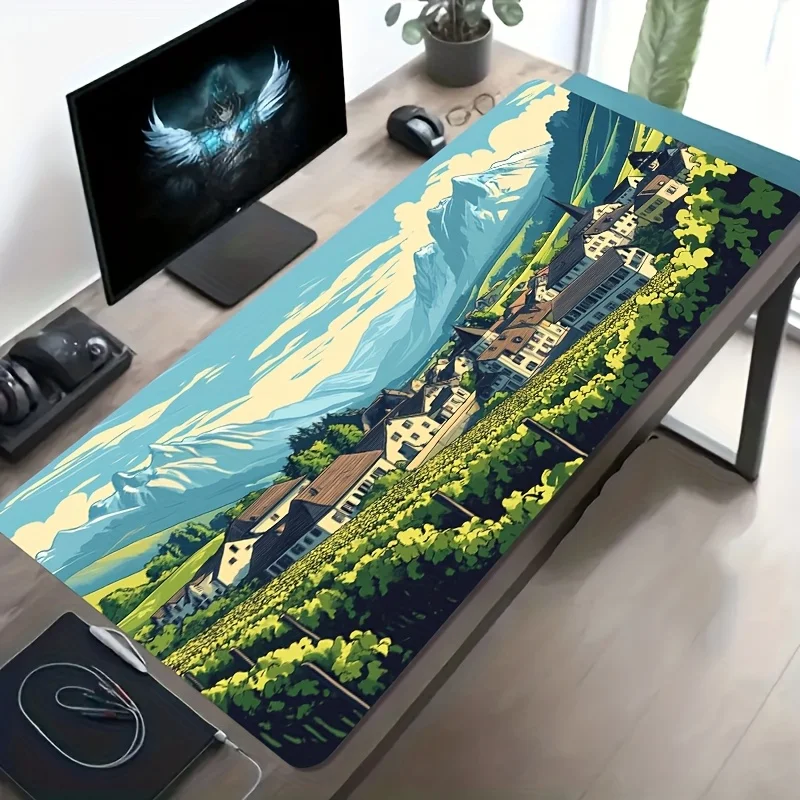 

Игровой коврик для мыши и стола, большой, с тканевой поверхностью, нескользящей резиновой основой, для ПК, ноутбука, клавиатуры