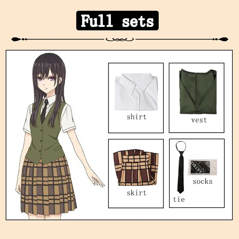 Anime Citrus Cosplay Aihara Yuzu Aihara Mei Cosplay Costume Wig School Uniform Skirt Suits Wig Halloween Costumes for Women Girl