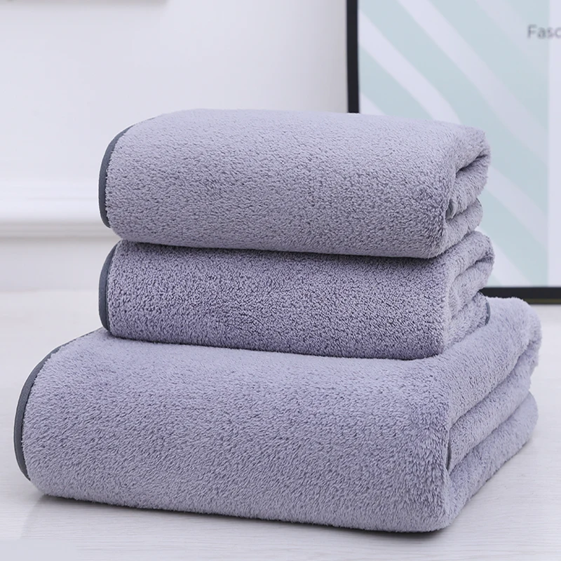 3pcs XieYueSanXing Coral velvet three-piece soft skin-friendly absorbent 2 Towels 1 bath towel set for home use