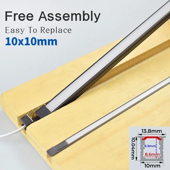 10*10Mm Ultradunne Onzichtbare Led Aluminium Profiel Ingebed Verwijderbare Achtergrondverlichting Kanaal Hoekkast Plank Bar Strip Licht