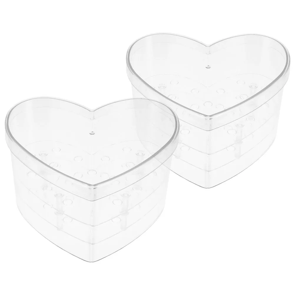 

2Pcs Heart Shaped Acrylic Flower Box High Transparency Clear Floral Arrangement Case Present Packaging for Valentine Birthday