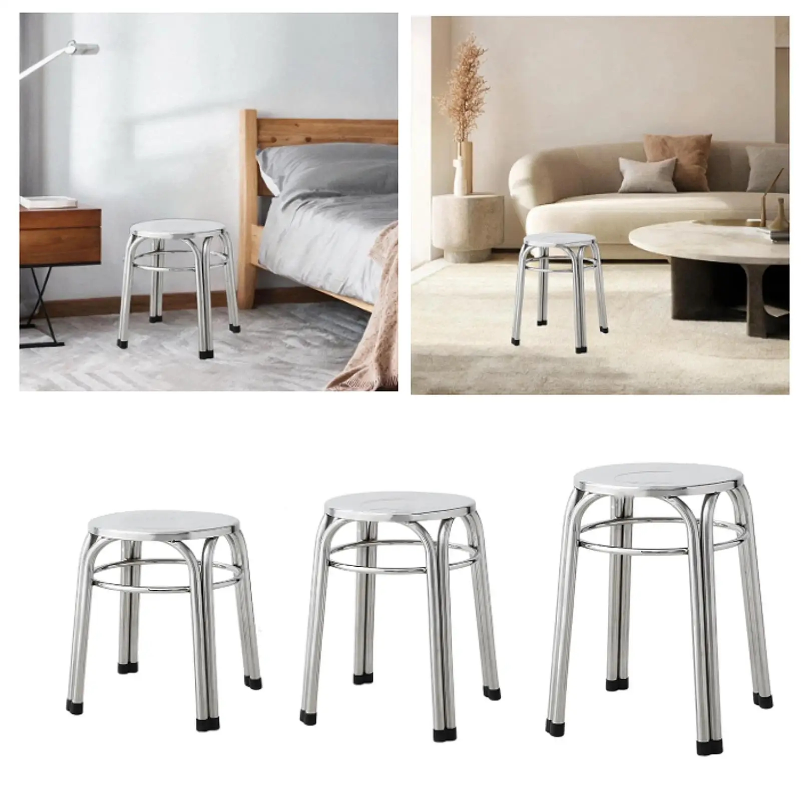 Round Metal Stool Classroom Portable Comfortable Seating Nonslip Stackable Stool Round for Dining Room Kitchen Home Office