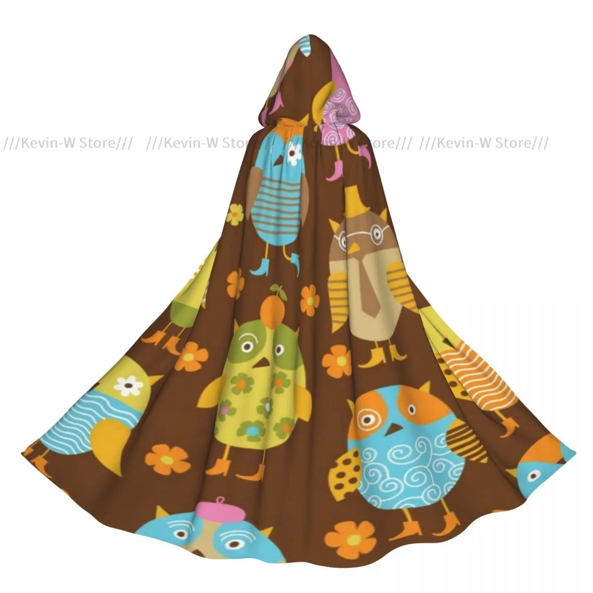 

Красочный плащ с капюшоном и рисунком совы, полиэстер, унисекс, накидка ведьмы, аксессуар для костюма