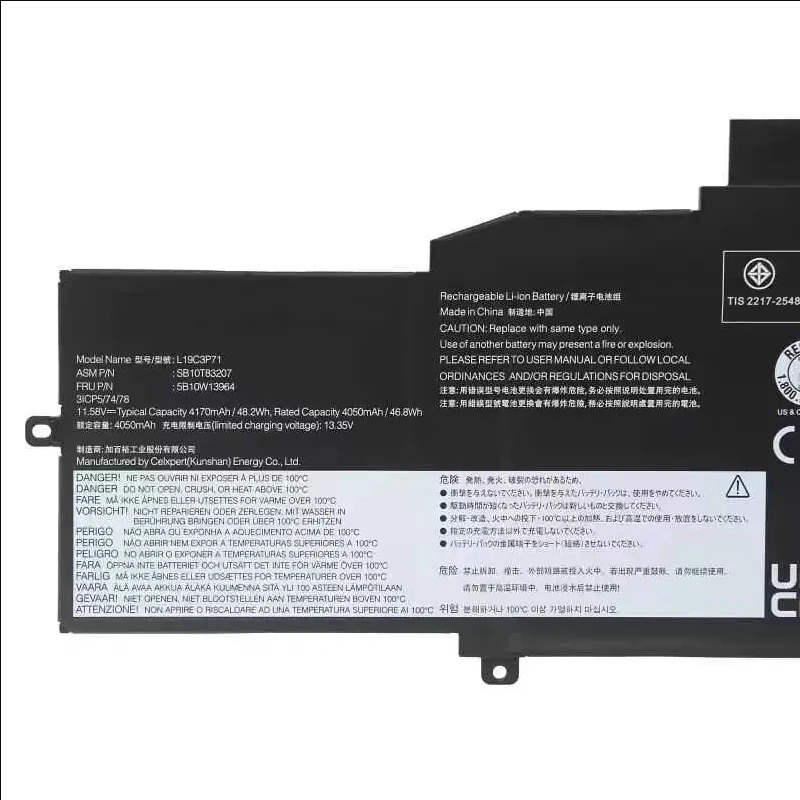 Laptop Battery 5B10W13962 5B10W13964 SB10T83206 L19C3P71 L19M3P72 L19M3P73 For ThinkPad X1 Nano Gen 1 Type 20UN 20UQ 11.58V48.2W