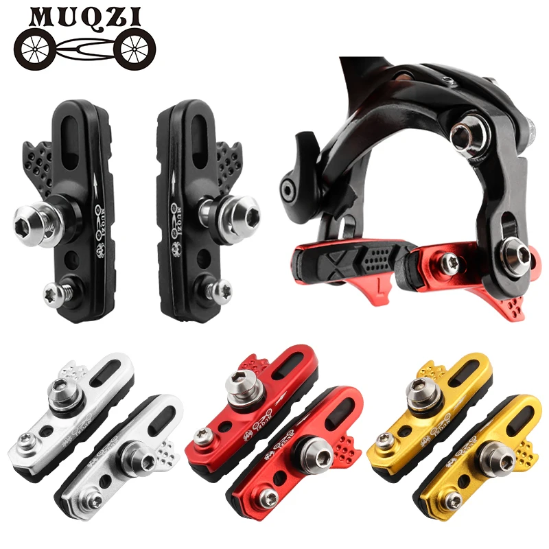 MUQZI Road Bike Brake Shoe Durable Brake Pads with Lightweight Aluminum Alloy Holder for Carbon Fiber Wheels