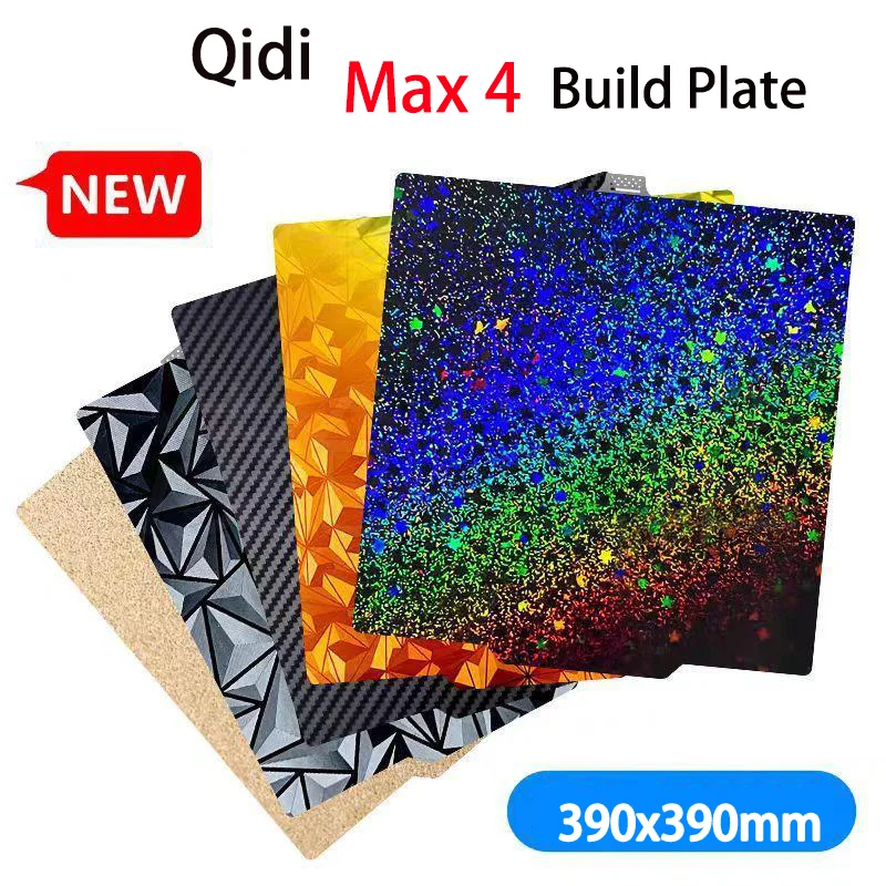 

For Qidi Max 4 Build Plate 390x390mm Smooth PEO/Carbon Fiber PET/PEY+Texture PEI Double Sided can Print High Quality Steel Sheet