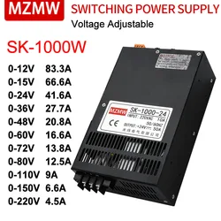 MZMW-fuente de alimentación conmutada de 1000W, SK-1000 de 0-12V, 15, 24V, 36V, 48V, 60V, 80V, 110V, CA/CC, 220V, voltaje ajustable, alta potencia, SMPS