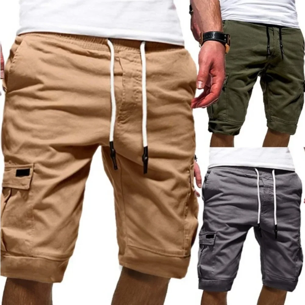 Pantalones cortos deportivos de verano para hombre, pantalones casuales, monos, pantalones de playa con múltiples bolsillos, pantalones cortos de baloncesto