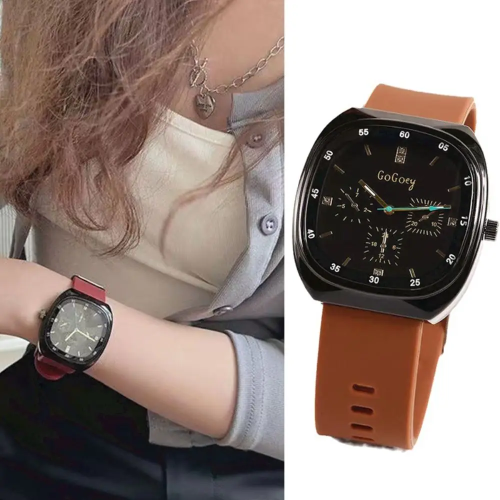 Jam tangan kuarsa elektronik modis jam tangan olahraga wanita kasual tali silikon kualitas tinggi jam tangan Dial besar untuk pria dan wanita pelajar