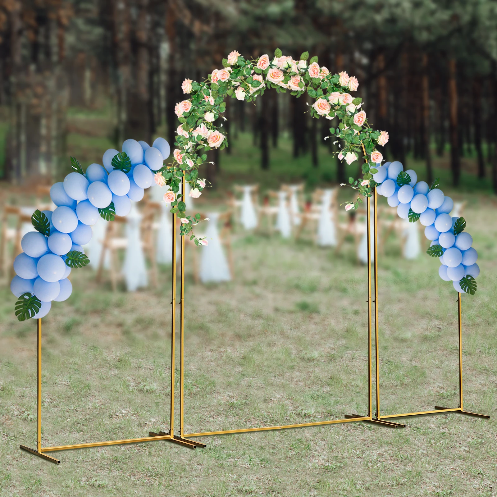 3 Size/A SET Arch Backdrop Stand White Wedding Balloon Arched Backdrop Stand Oval Arch Frame for Birthday Party Wedding Ceremony