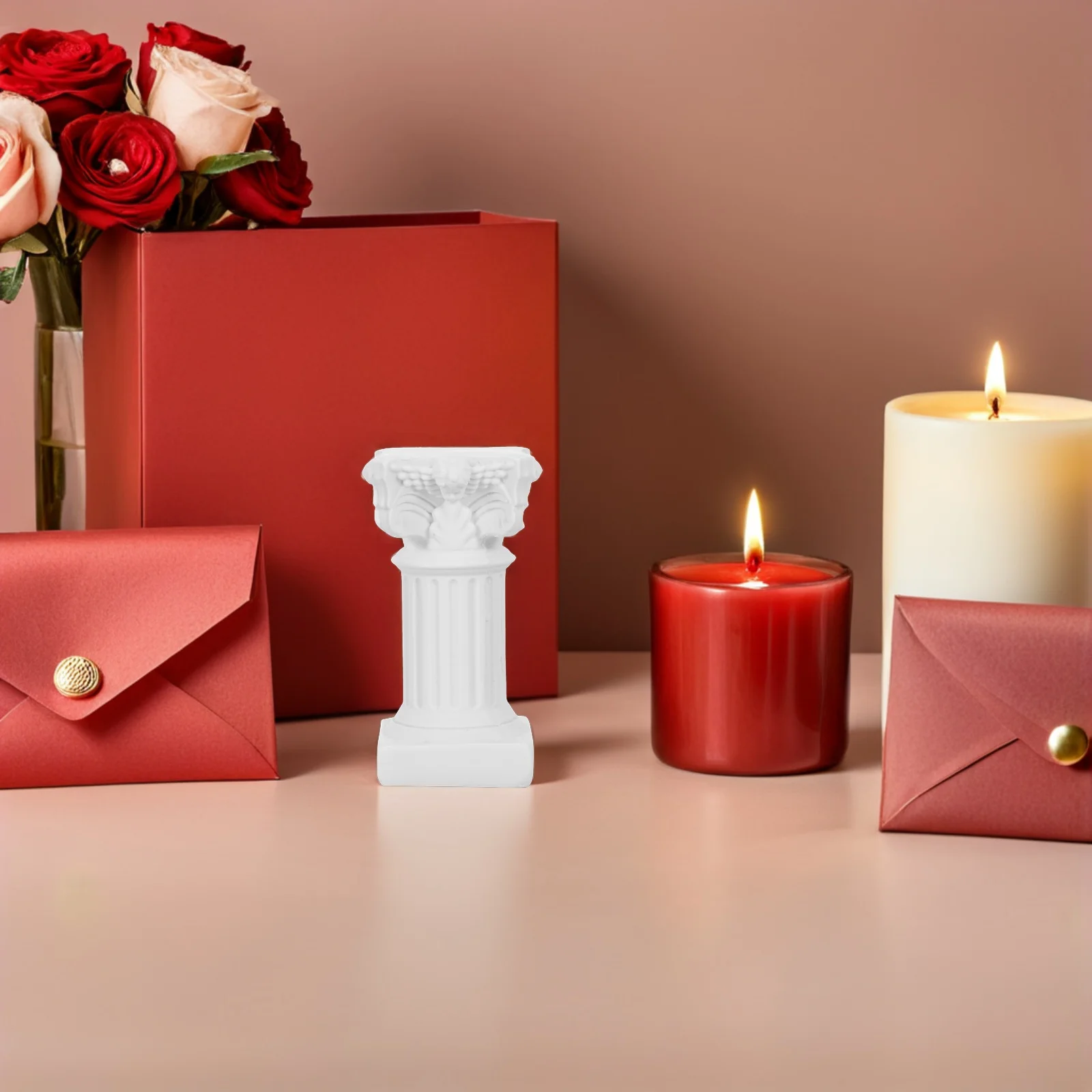 

10pcs Mini Roman Column Holder White Resin Pillar Statue For Wedding Table Decoration Nordic Design Centerpiece - Greek