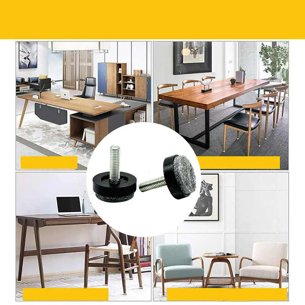 4‑16Pcs Felt Nylon Adjustable Furniture Foot Pads M6 M8 Screw Type Anti‑Slip Table Chair Leg Balance Protector Accessory