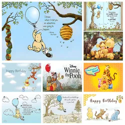 Winnie the Pooh Friend Backdrop Kids Birthday Decoration Background Bear Friend Tiger Vinyl Polyester Photography Decor Props