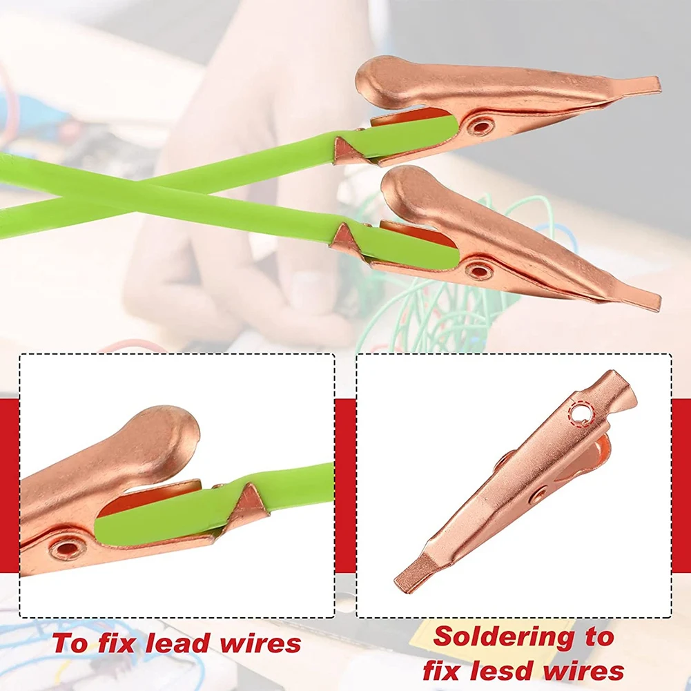 20 Mini Toothless Alligator Test Clips Solid Copper Clips Electrical 5Amp with Protective Insulation Cover for Solder