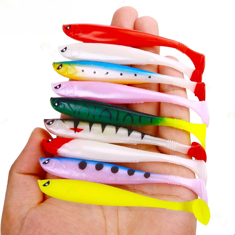 6pcs New Mixed Fishing Soft Fishing Lures Kit Silicone Lure Set Artificial Bait Worm with Crank Jig Head Hook for Bass Pike