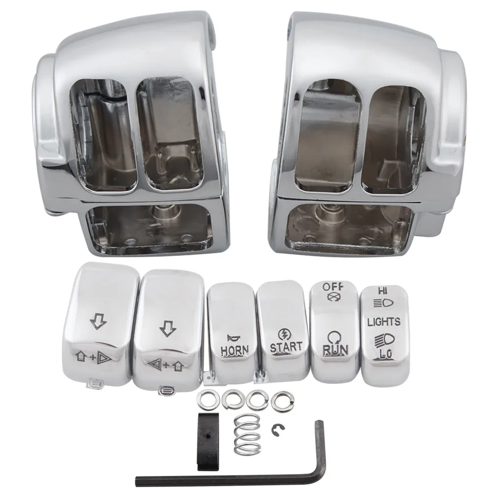 

Switch Housings Cover And Switch Cap Buttons For Harley Dyna Softail Softail Sportster Touring Vrsc (V-Rod) Fxr 1996-2017 Chrome