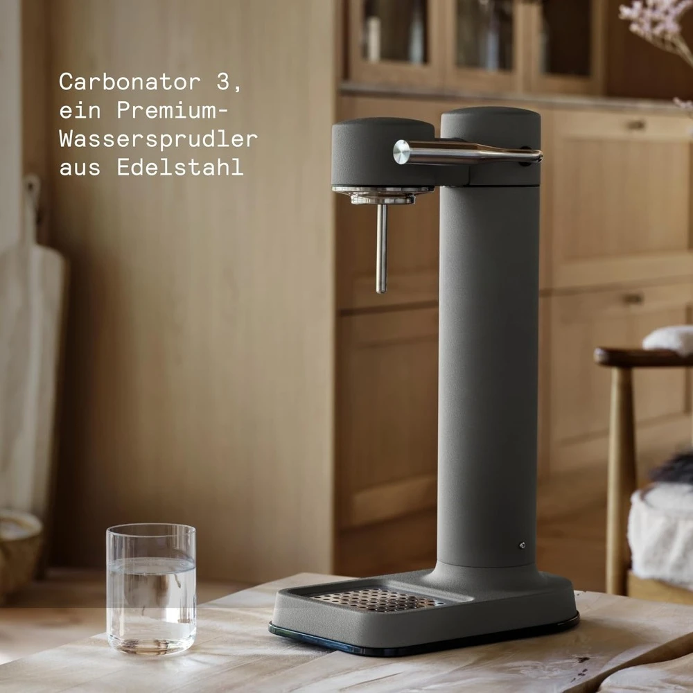 New upgrade Matte Grey,Sparkling & Carbonation Water Machine, Stainless Steel with PET BPA-Free Reusable Bottle Volume 800 mL