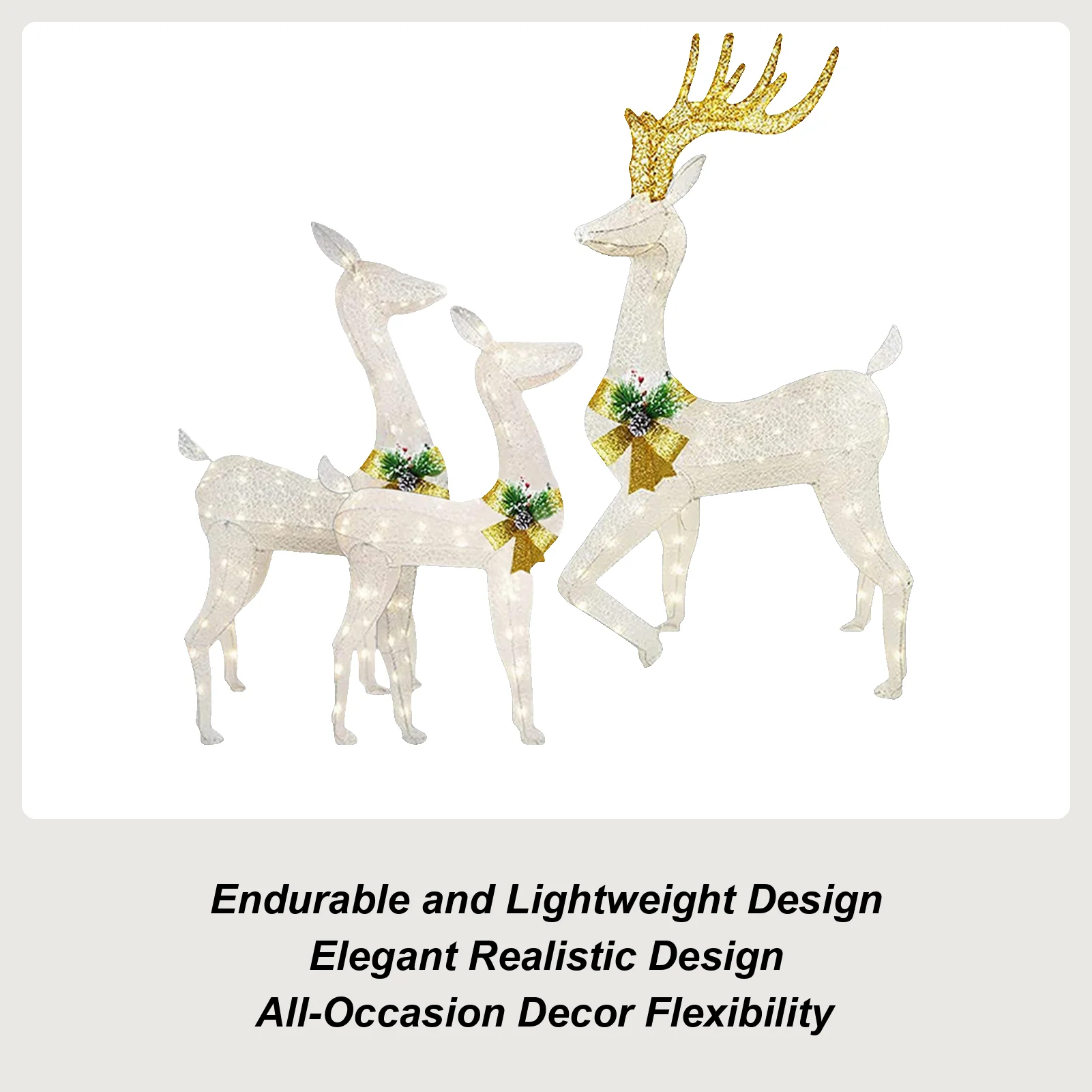 Garden Reindeer Stake Light 3-Piece LED Lighted Yard Decor Light Up Reindeer Stake Decoration For Yard Garden Pathway Patio
