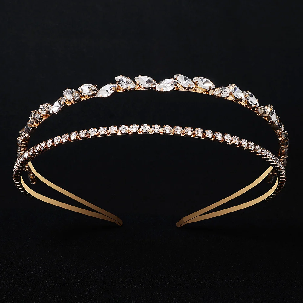 New Gold Rhinestone Hair Bands Birthday Make Up Party Bride Headpiece Alloy Hair Accessories Headbands Gift For Women