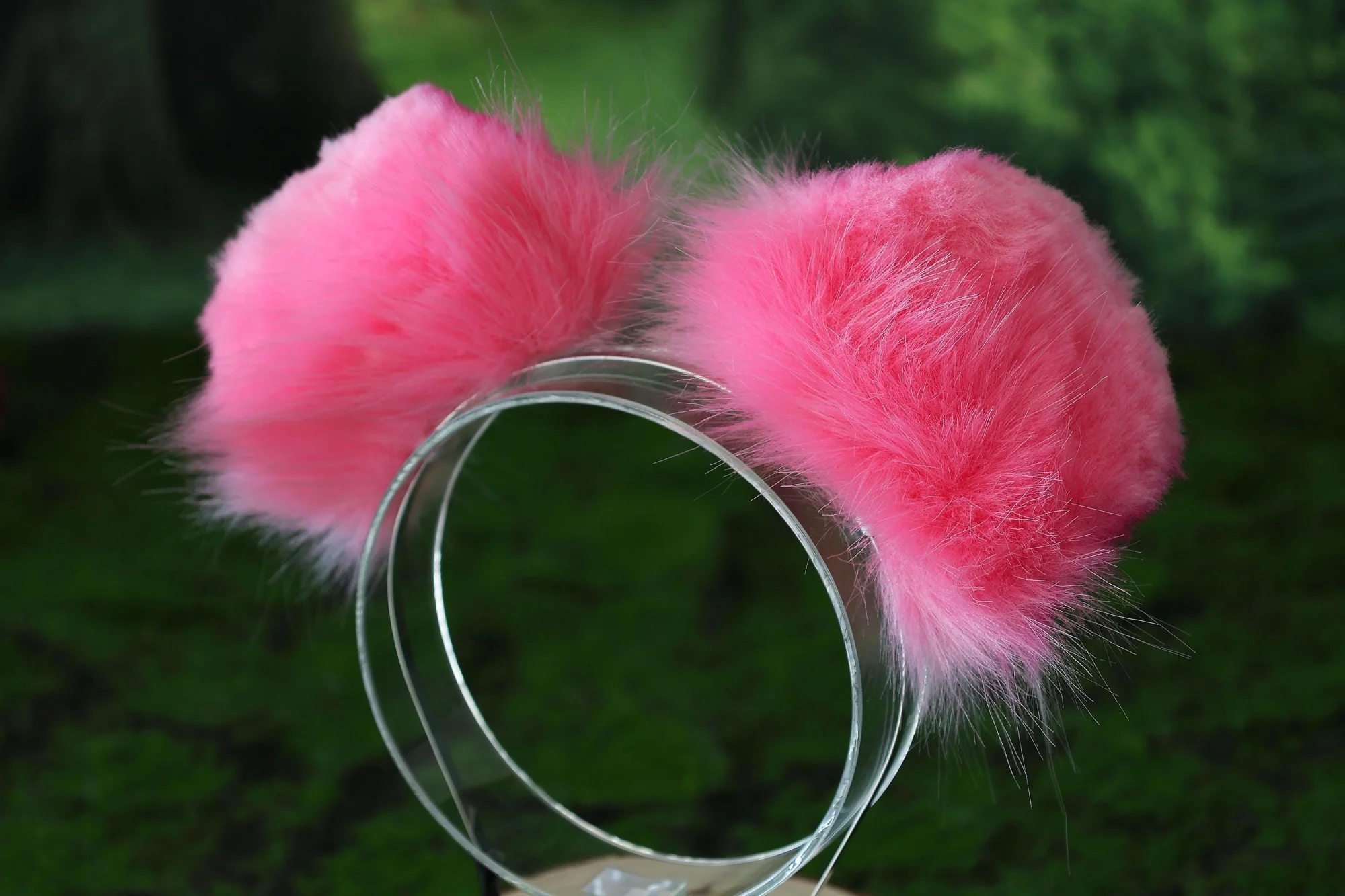 Pink white sheepdog ears and tail set, dog cosplay costume, animal ear headband, faux fur tail, Halloween accessories 6