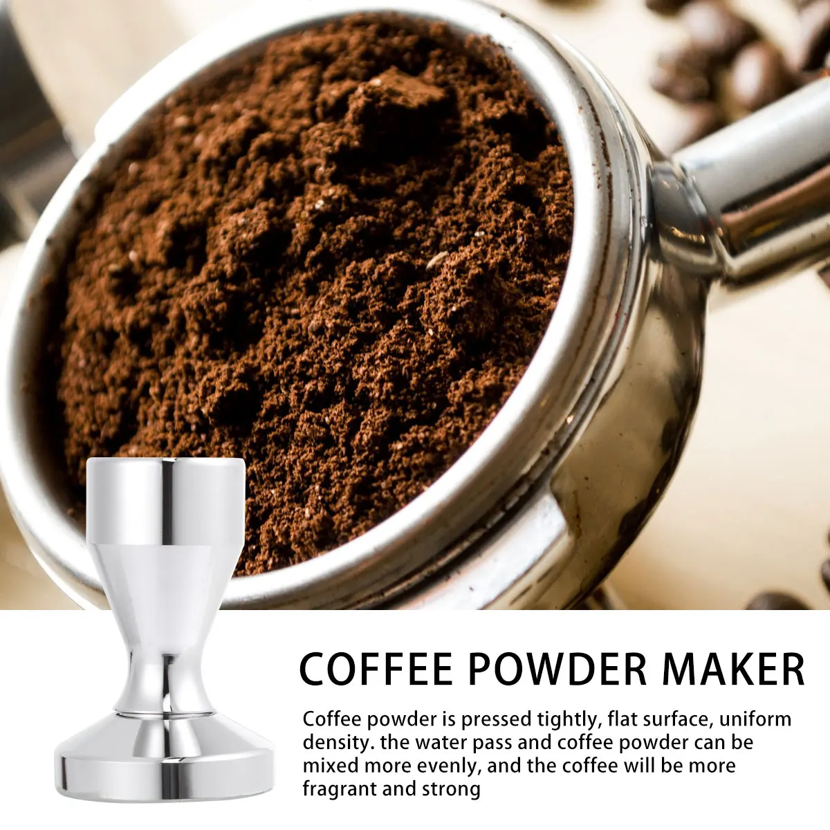 

Ручной трамбовка для кофе, 51 мм, твердая нержавеющая сталь, серебро, прочный пищевой материал, равномерно прессованный помол