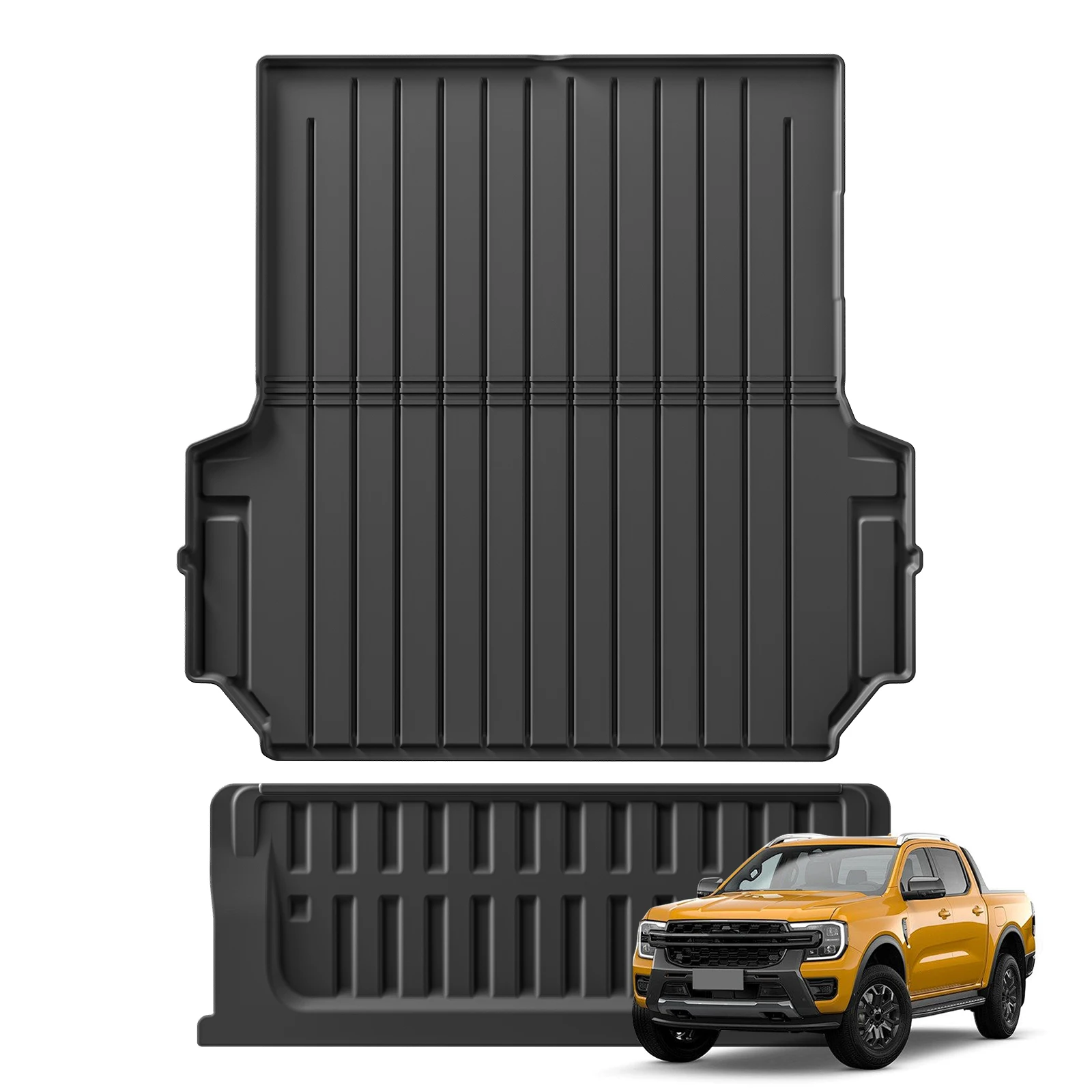 for Ford Ranger 2024 2025 US Version fit 5FT 59.6Bed Car Truck Bed Mat Liner Trunk Bed Liner Black TPE 3D Floor mats Set