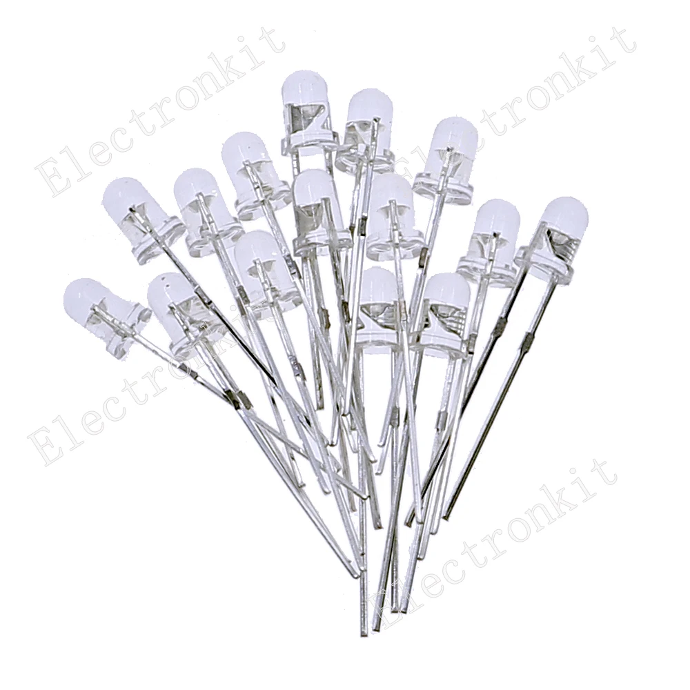 300pcs 3MM 5 Color each 60pcs Assortment Box kit Round Clear Bright LED Light Emitting Diodes White Yellow Red Green Blue