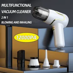 1 Set Wireless Vacuum Cleaner High Power and Suction Portable Handheld Automotive and Household Dust Collectors 12000PA