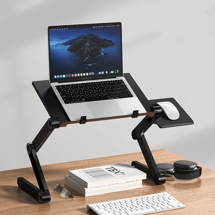 قابل للتعديل الألومنيوم مكتب للحاسوب شخصي المحمولة مريح التلفزيون السرير Lapdesk صينية الكمبيوتر الجدول حامل طاولة الكمبيوتر المحمول حامل مكتبي مع لوحة الماوس