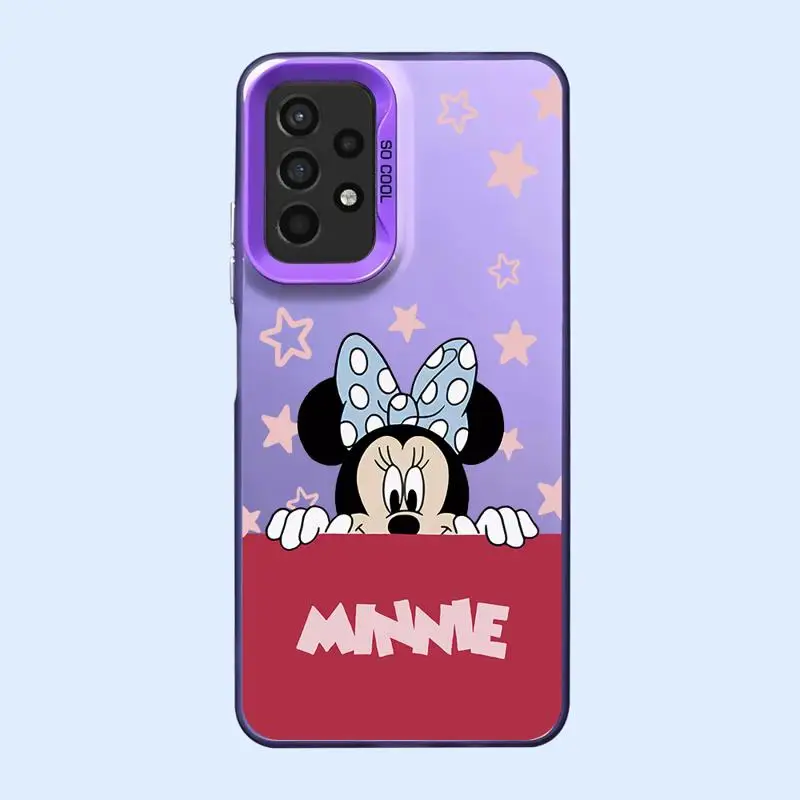 Phone Case for Oppo Reno 10 Pro 8T 7 6 5 A98 A78 A58 A38 A37 A17 A76 A57 Silver Plating Cover Mickey Mouse Winnie Saisy Duck