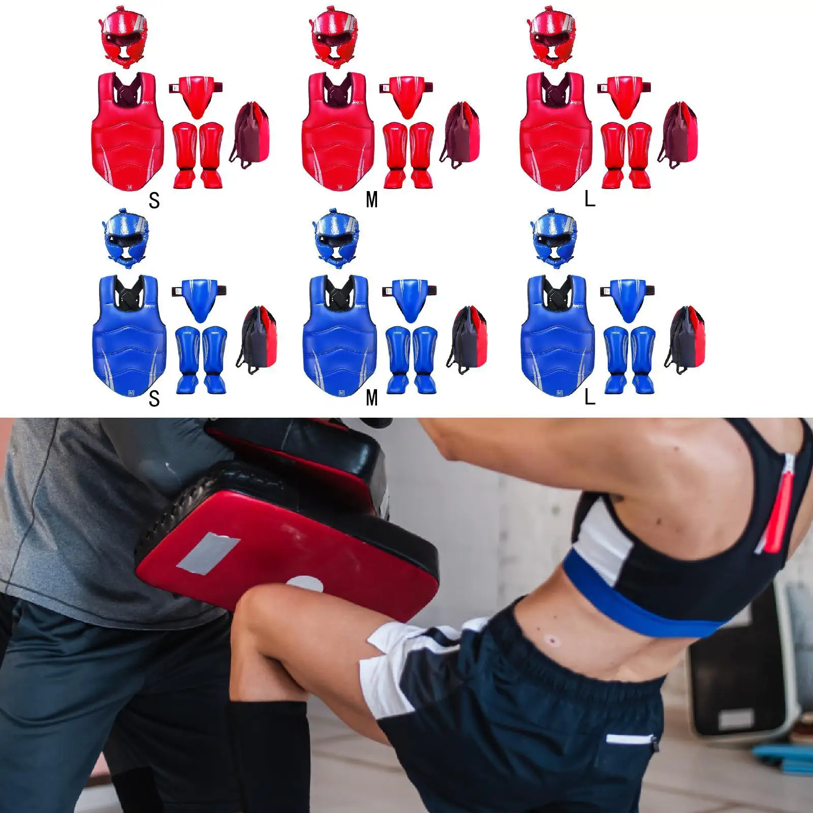 

Taekwondo Sparring Gear Set Padded Karate Trainer for Sanda Workout Home Gym