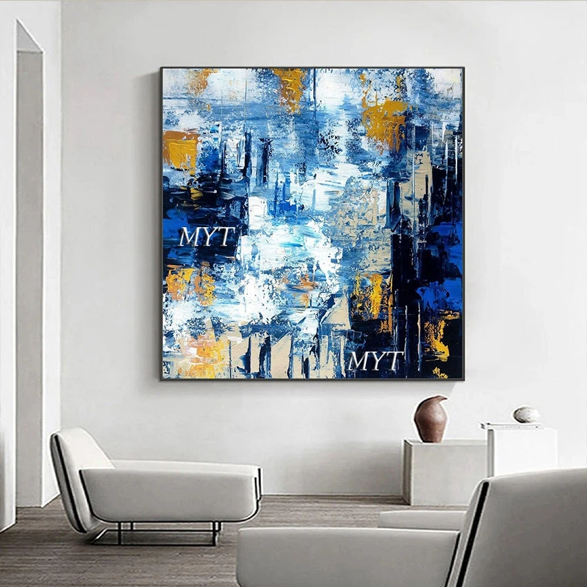 Hand Painted Acrylic Artwork Gold Foil Abstract Texture Oil Painting Wall Picture For Bedroom Modern Canvas Art Decorative Items