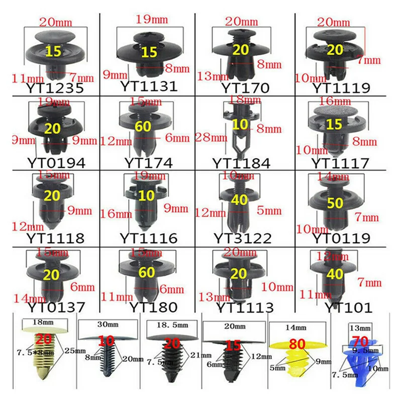

1300Pcs Car Fastener Clips Mixed Auto Fastener Clip Door Trim Panel Auto Bumper Rivet Push Retainer Pin Car Accessories-L94A