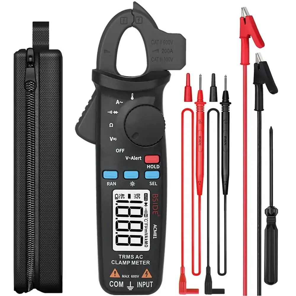 BSIDE Digital Clamp Meter Auto-Rang True RMS 1mA precisione 200A corrente DC AC multimetro Vol Ohm diodo temperatura NCV Tester