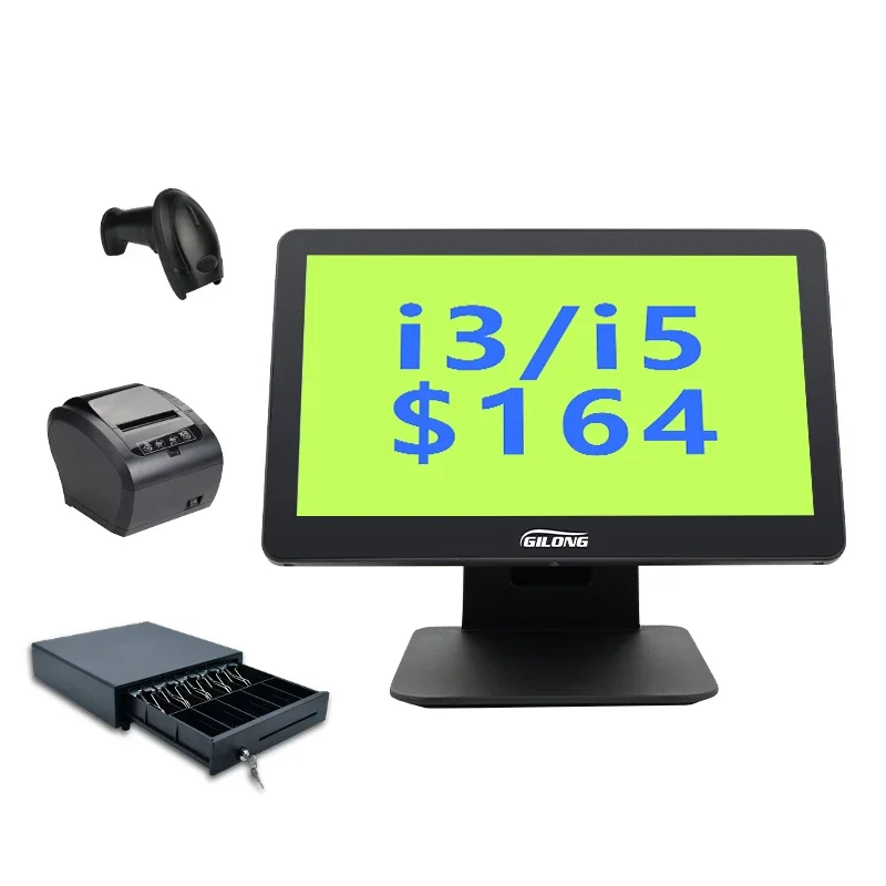 Cheap pos machine point of sale all in one touch windows desktop vesa machine cash register