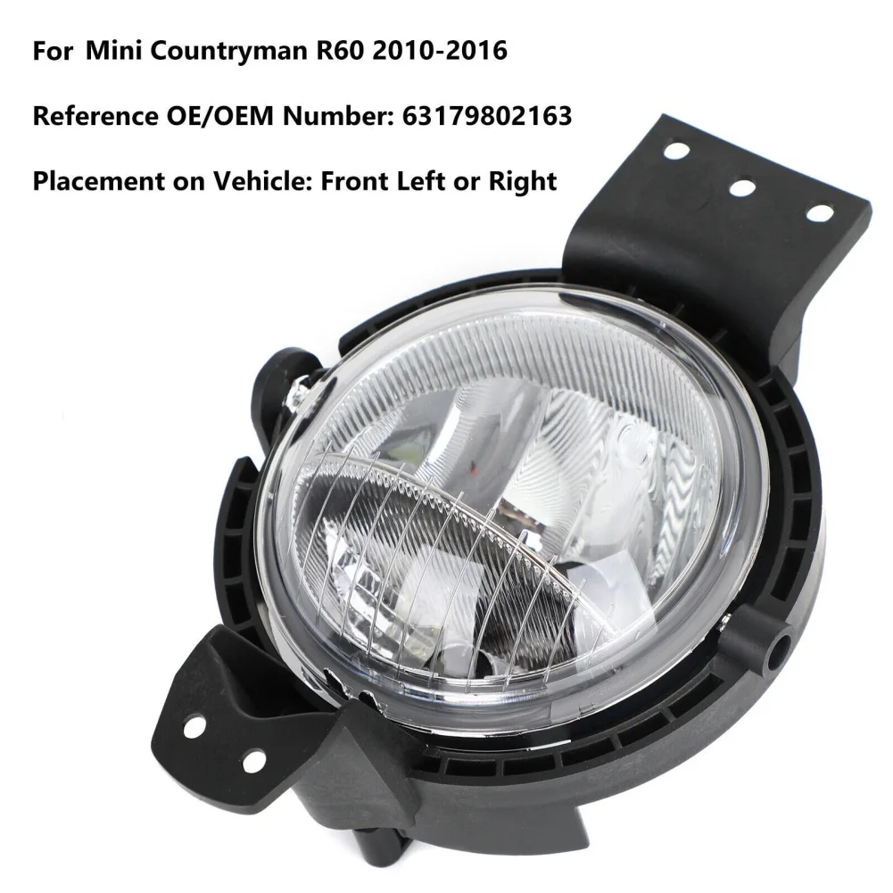 Front Bumper Fog Light Lens Housing Assembly Compatible For Mini Countryman R60 2010-2016 63179802163 (Bulb Not Included)