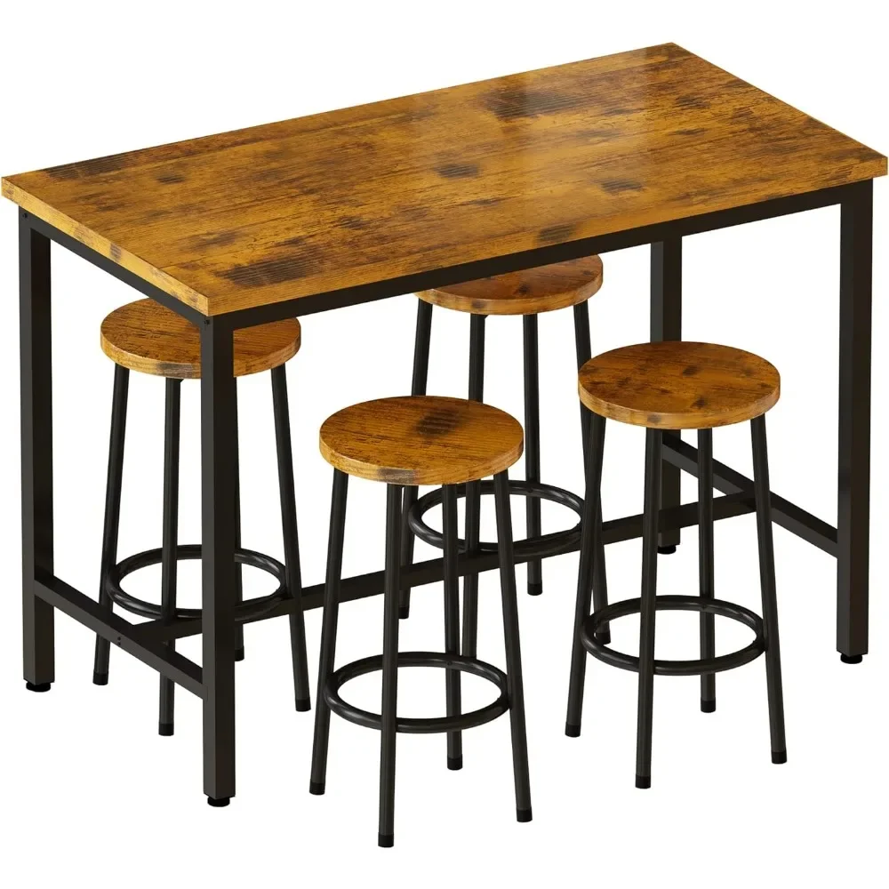 

Height Table and Chairs Bar Table with 4 Stools Industrial Counter Height Dining Sets for Kitchen, Table of 43.4 x 23.6 x 35.7