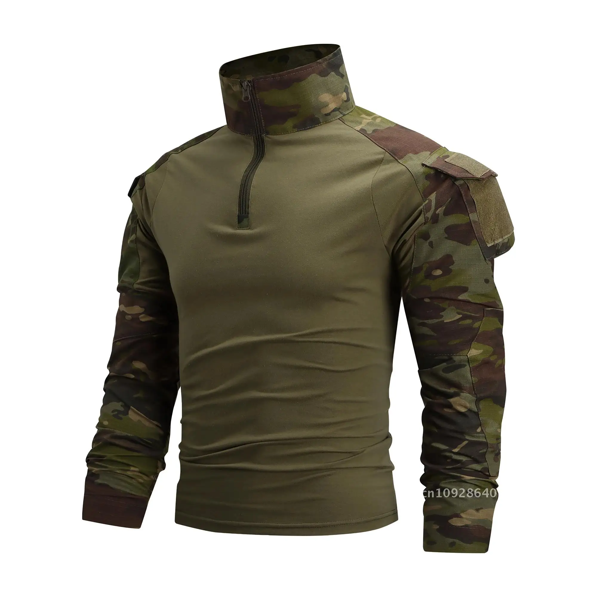 Uomo Outdoor Camouflage Trekking T-shirt Combattimento Softair Militare Campeggio Caccia Abbigliamento tattico Camicia Multicam Sport Arrampicata