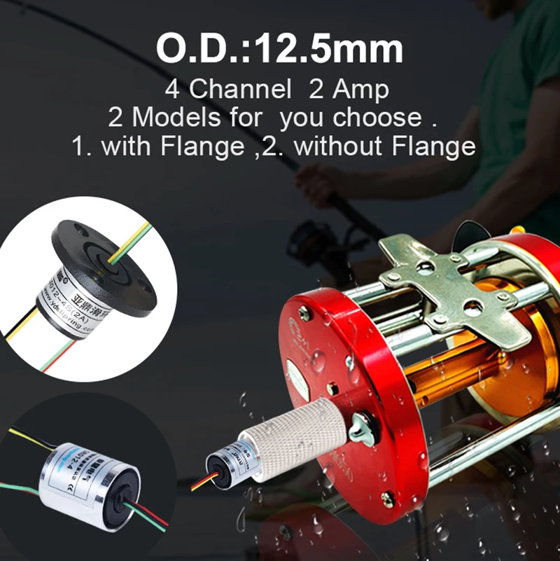 12.5mm Electric Slip Ring 4 Wires 360 Degree Rotation Spare Parts for Visual Anchor Fish Device Baitcast Reel