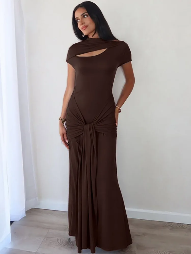 brown turtleneck bodycon dress Turtle Neck Faux Fur Long Sleeve Bodycon Dress