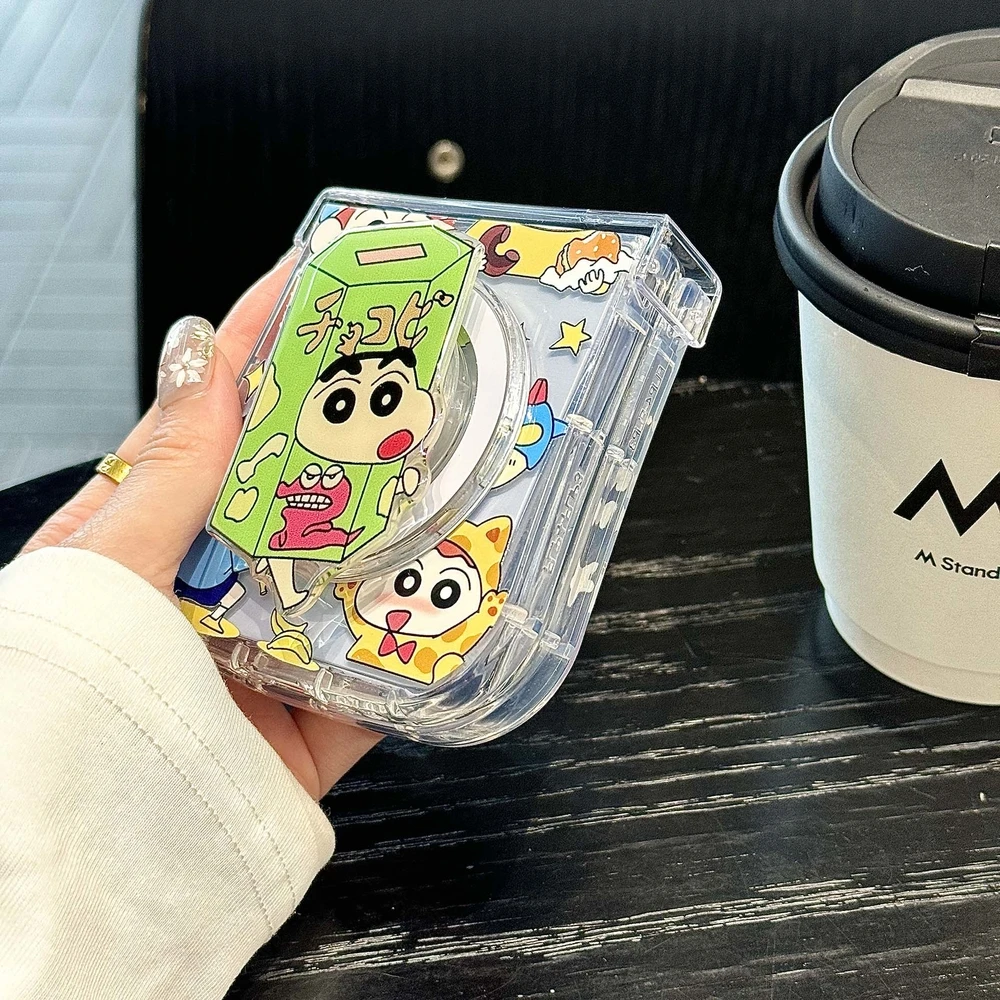 Cute Japan Anime Crayon Shin-chan Magnetic Magsafe Wireless Charge Phone Case For Samsung Galaxy Z Flip 7 6 5 4 3 Hard TPU Cover view 5