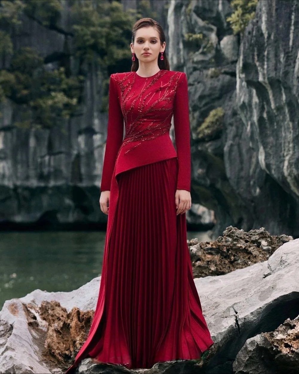 

Customized Matching Intricate Jersey Beading Sequined Draped A-line Scoop Neck Long Dresses Bespoke Occasion Dresses Elegant