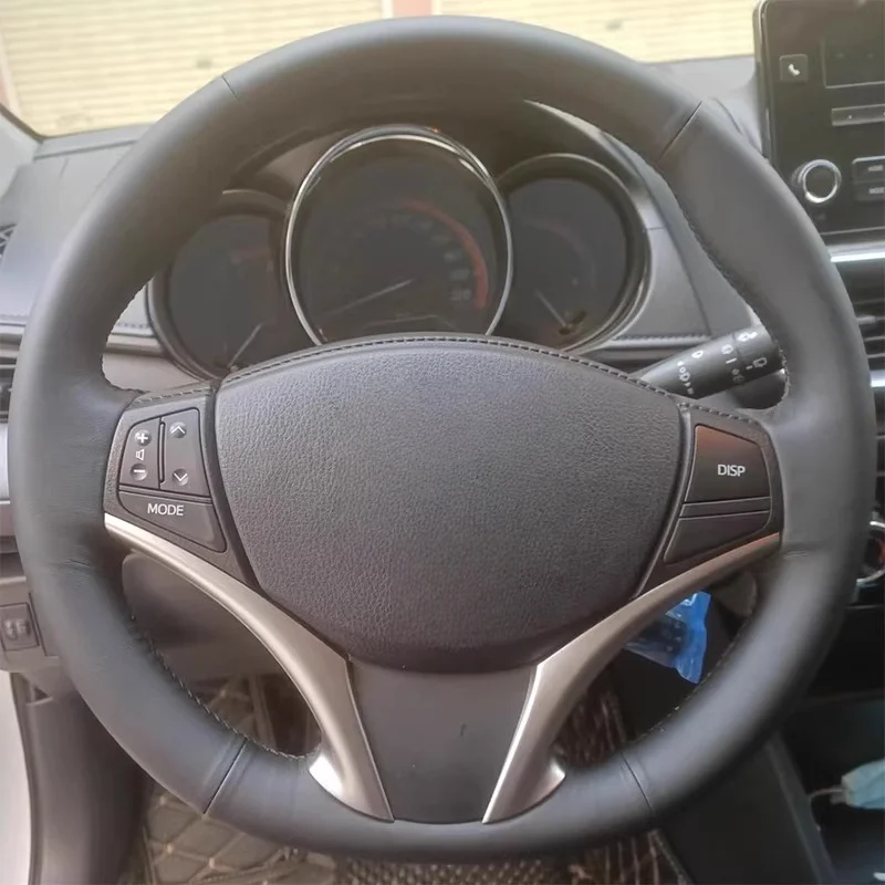 

Customize Hand Sewing Anti-slip Microfiber Leather Car Steering Wheel Cover For Toyota Yaris Vios 2014 2015- 2018 Car Accessorie