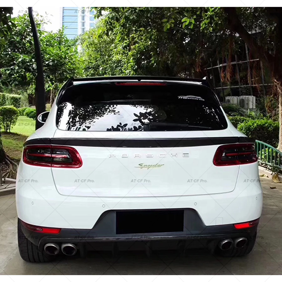 Macan Real Carbon Fiber Rear Roof Trunk Spoiler Boot Middle Wings Car Styling for Porsche Macan Spoiler 2014 2015 2016 2017 2018