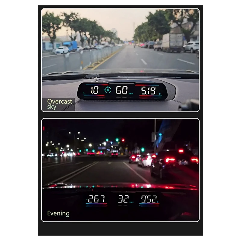 G19 Hud Head Up Display Snelheidsmeter Auto Snelheidsmeter Mph Oversnelheid Alarm Rijhoek Tijd Kompas Rijalarm