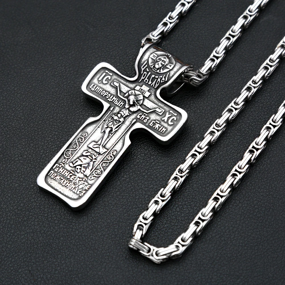 

Vintage Fashion Jesus Cross Pendant Stainless Steel Religious Amulet Necklace For Men Women Unique Jewelry Gift Dropshipping