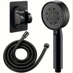 1pc Pressurized Handheld Shower Head With Bracket And Hose, 5 Modes Adjustable Shower Head Shower Sprinkler,Bathroom Accessories