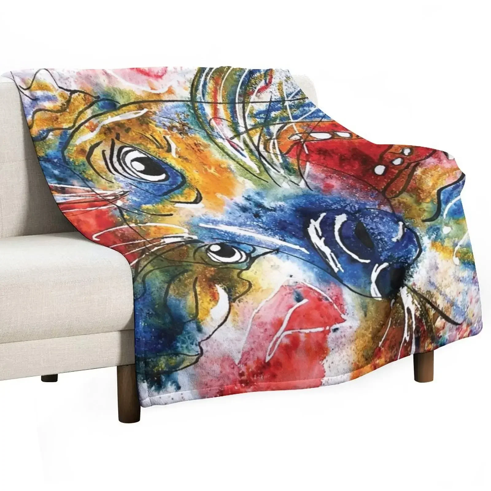 Kooky Kreatures 'Dax: The Blue Dog' Caricature Print — Art by Paquita Throw Blanket Kid'S wednesday Plaid on the sofa Blankets