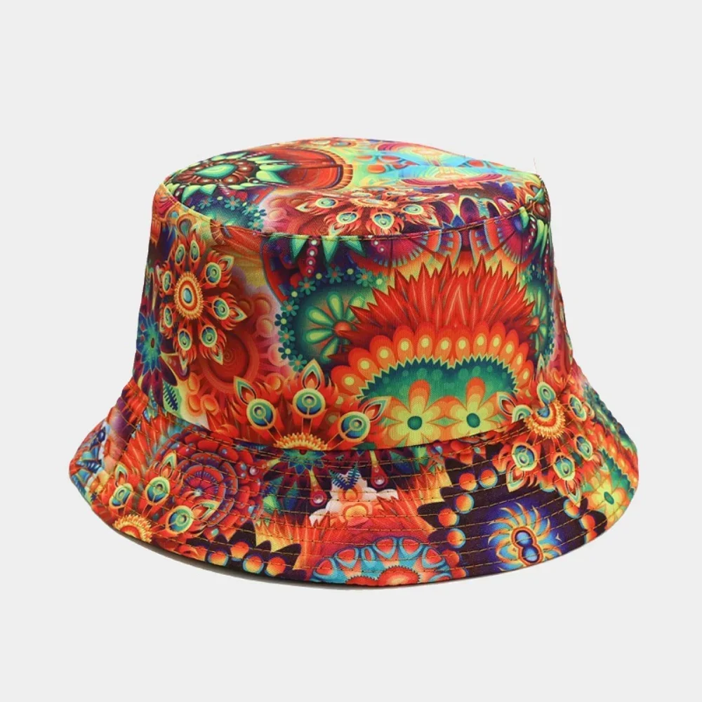 Bucket Hat Fashion Hats for Women Casual Vintage Elegant Ethnic Style Streetwear Comfortable Print Bucket Hats Outdoor Sunscreen